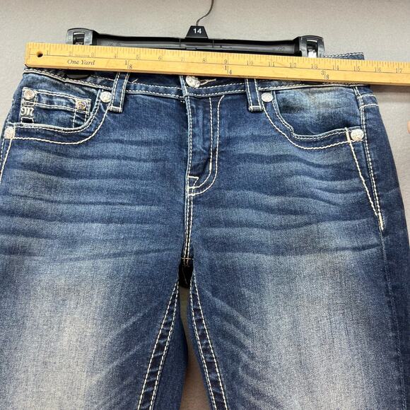 Miss Me Jeans Women's 29x33 (8) Blue Straight Embellished Angel Wings Blingy - Picture 11 of 15